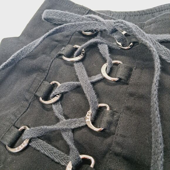 Tripp Black Double Corset Front Garter Guns Mini Skirt Rare Y2k M L Vtg Goth - Picture 6 of 16